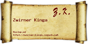 Zwirner Kinga névjegykártya